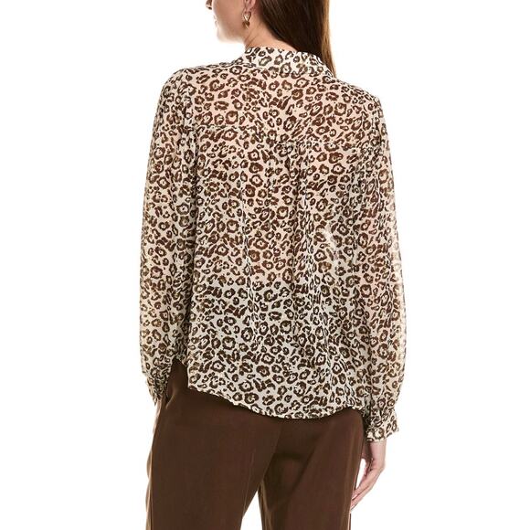 Anna Kay Sheer leopard print with gold accents blouse - Picture 2 of 10